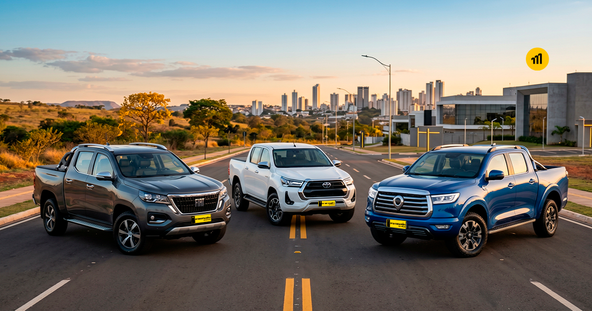 Compare GWM Poer P30, Fiat Titano e Toyota Hilux. Veja diferenças em desempenho, tecnologia, preço, capacidade de carga e descubra qual picape combina com você.